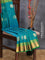 Pure kanjivaram silk saree light blue and green with zari woven buttas and annam zari woven border