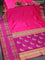 Pure kanjivaram silk saree pink and purple with thread woven buttas and long thread woven border zero zari