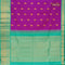 Pure Kanjivaram silk saree pink and teal green with zari woven paisley buttas and rich zari woven border