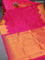 Pure kanjivaram silk saree pink with plain body and rich zari woven border