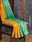 Pure kanjivaram silk saree yellow and teal blue with allover self emboss & zari buttas and zari woven border