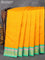 Pure kanjivaram silk saree yellow and teal green with zari woven buttas and annam zari woven border