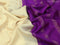 Pure mysore silk saree cream and purple with plain body and zari woven border