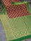 Pure mysore silk saree maroon and green with allover floral zari woven brocade weaves and long zari woven border