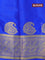 Pure mysore silk saree teal blue and royal blue with plain body and paisley zari woven border