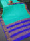 Pure mysore silk saree teal blue and royal blue with plain body and zari woven border