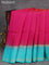 Pure soft silk saree dual shade of pink and teal blue with plain body and zari woven checked border