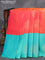 Pure soft silk saree dual shade of pinkish yellow and dual shade of teal blue with zari woven buttas and zari woven butta border