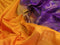 Pure soft silk saree yellow and violet with zari woven buttas in borderless style