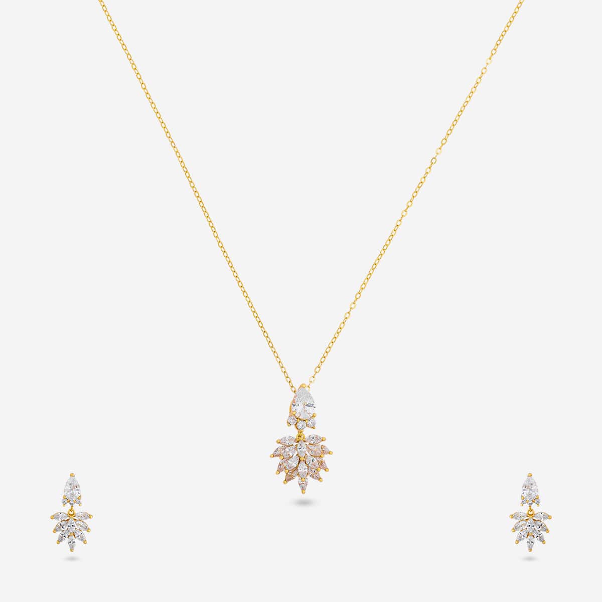 92.5 Silver Pendant with Chain and Earring Set 194797