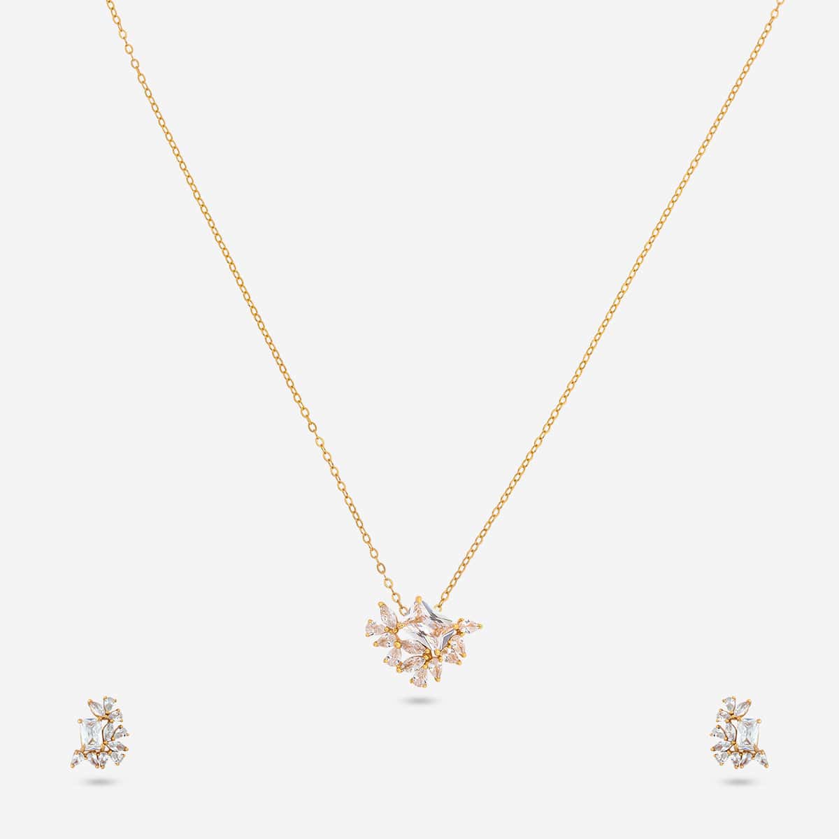 92.5 Silver Pendant with Chain and Earring Set 194805