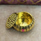 Brass Sindoor Kum Kum Box, Bharani Gifts Dots And Stripes Design Kumkum Box For Special Occasions.