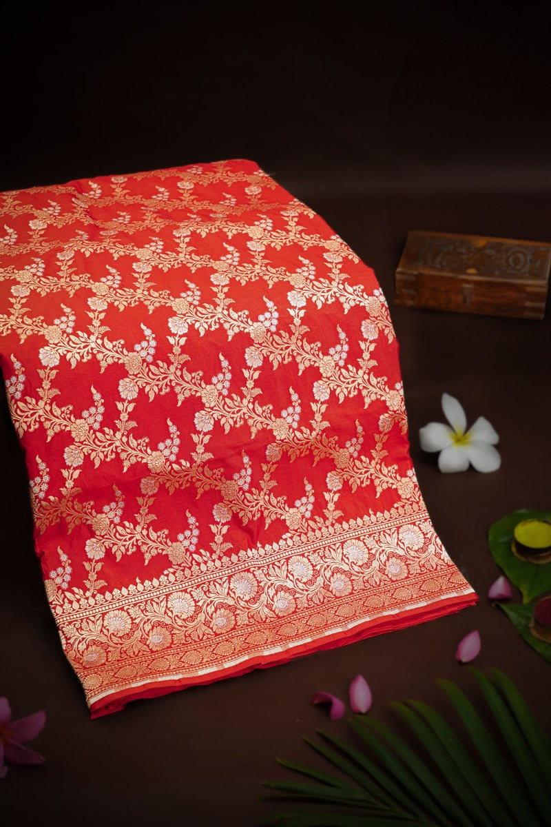 Banarasi Silk Brick Red Saree