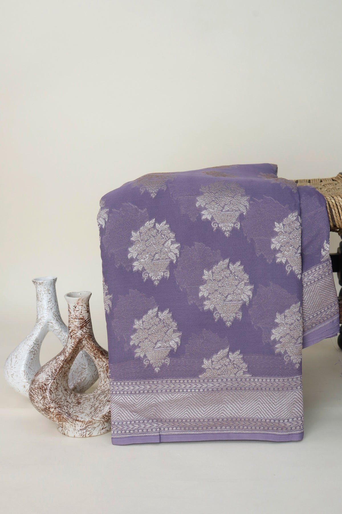 Banarasi Georgette Lavender Saree