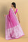 PINK and SILVER JAAL SILK BLEND Saree with BANARASI FANCY