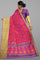 PINK and MULTI FLORAL JAAL SILK Saree with IKAT