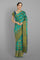 SEA GREEN and PEACOCK BLUE FLORALS SILK Saree with IKAT