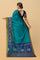 TEAL and NAVY BLUE PLAIN SILK Saree with FANCY