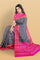 NAVY BLUE and MAGENTA JAAL KATHAN SILK Saree with BANARASI FANCY