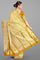 MUSTARD and SILVER CHECKS AND BUTTIS SILK Saree with BANARASI FANCY