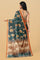 LIGHT BROWN and DARK GREY FLORAL JAAL SILK Saree with FANCY