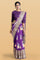 VIOLET and GOLD FLORALS DOLA SILK Saree with FANCY