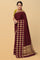 DARK MAROON and GOLD CHECKS SILK Saree with FANCY