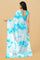 OFF WHITE and BLUE SHIBORI PRINT CHIFFON Saree with FANCY