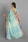 SEA BLUE and ROYAL BLUE FLORAL JAAL TISSUE SILK Saree with SEMI PATTU