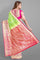 LIGHT GREEN and LIGHT PINK FLORAL JAAL SILK BLEND Saree with SEMI PATTU