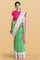 GREEN and PINK FLORAL JAAL SILK BLEND Saree with SEMI PATTU
