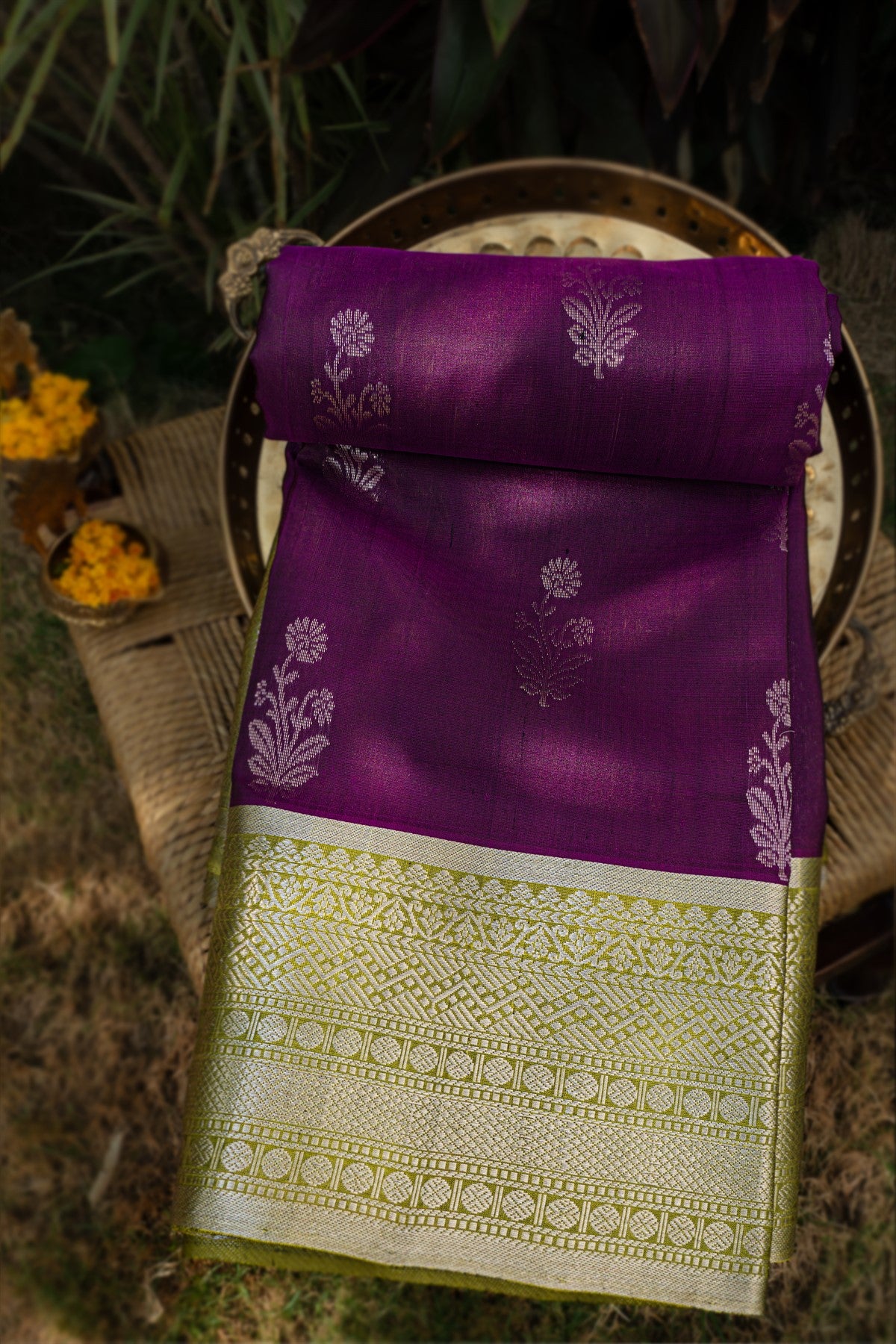 Kuppadam Silk Buttis Purple Saree