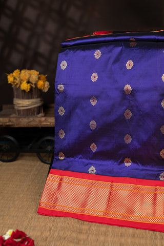 Paithani Silk Buttis Royal Blue Saree