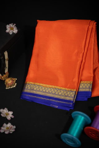 Mysore Crepe Plain Orange Saree