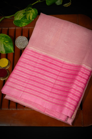 Fancy Kora Motifs Blush Pink Saree