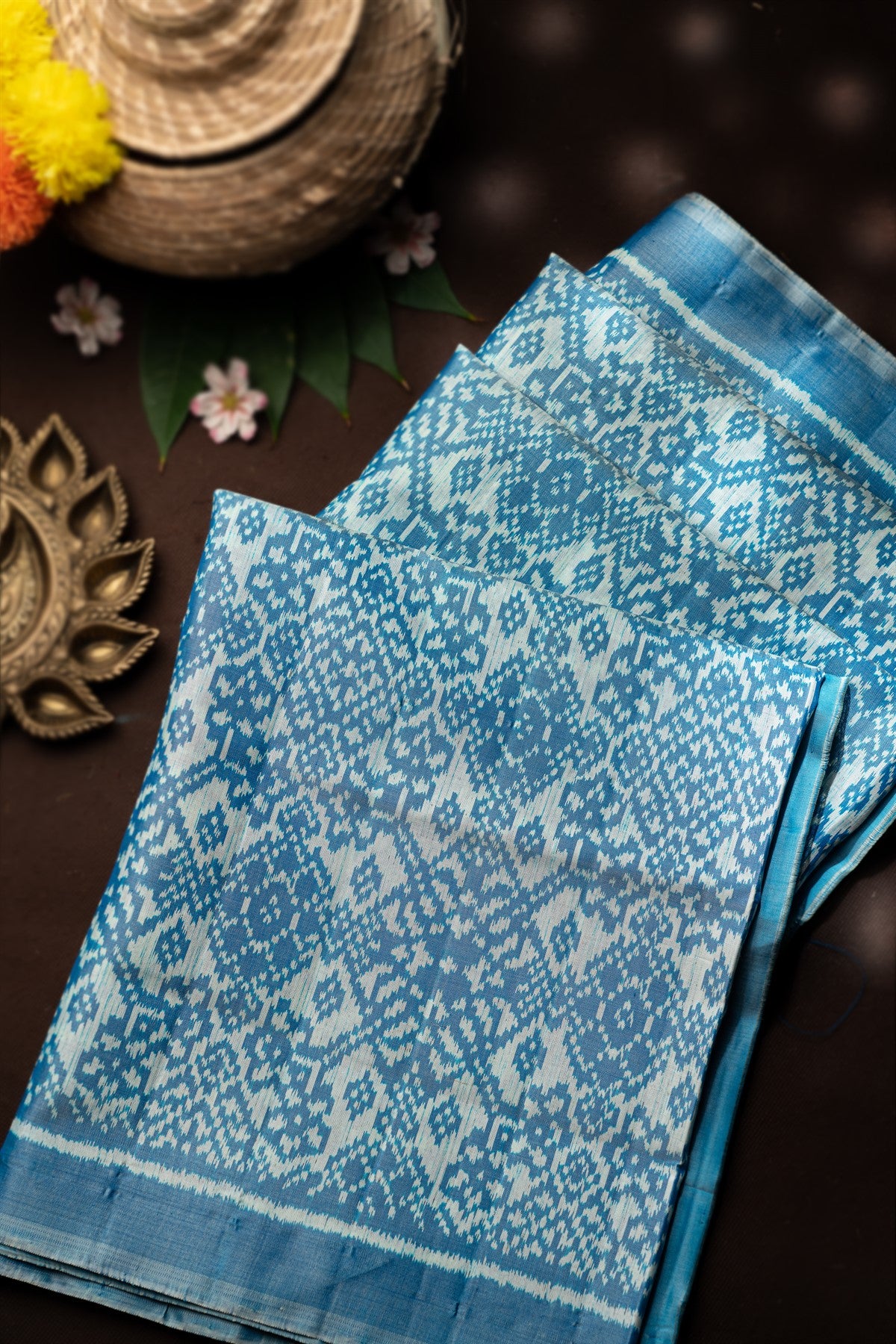 Patola Silk Abstract Light Blue Saree