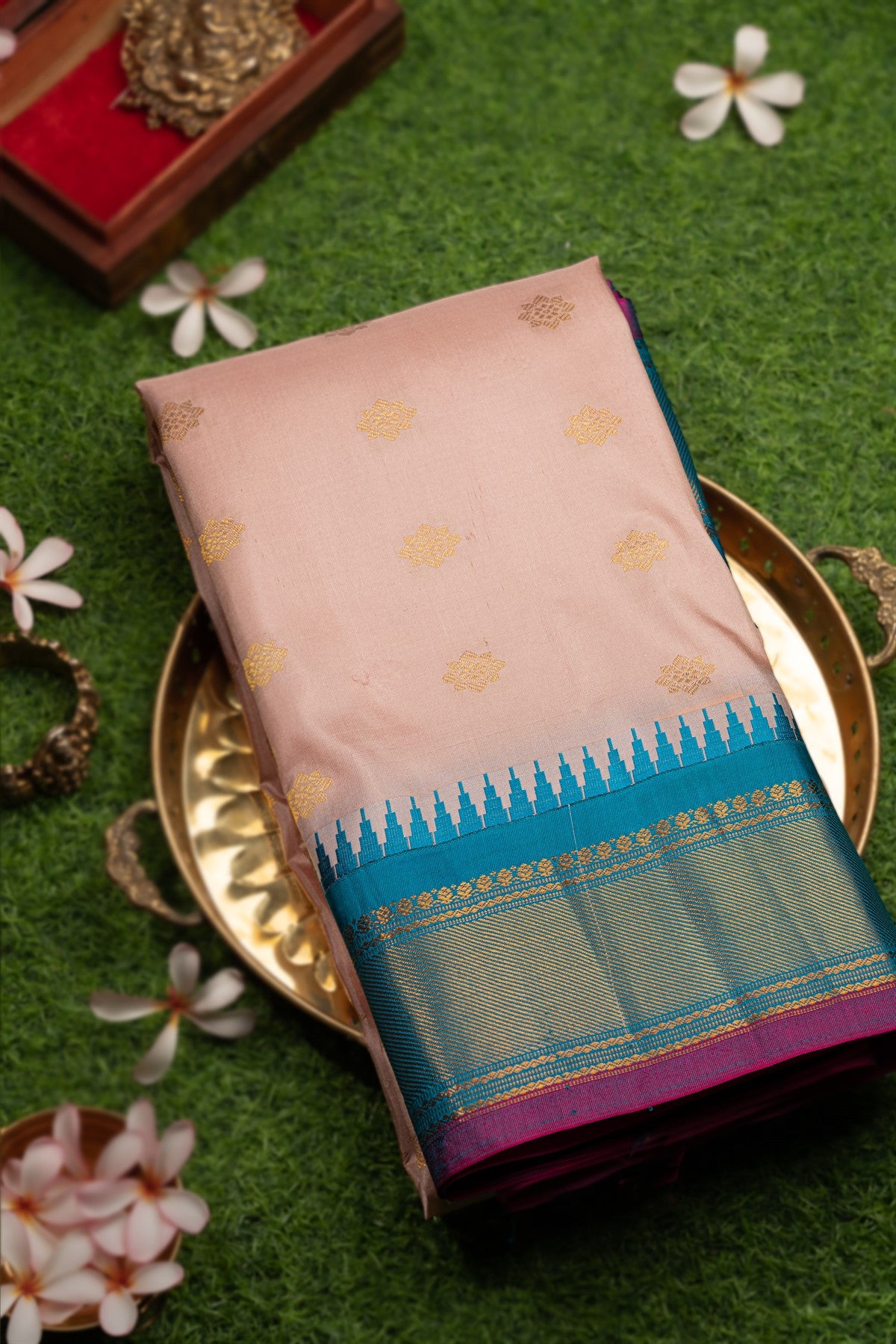 Coimbatore Silk Buttis Blush Pink and Beige Saree