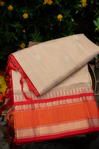 Kuppadam Silk Light Brown Saree