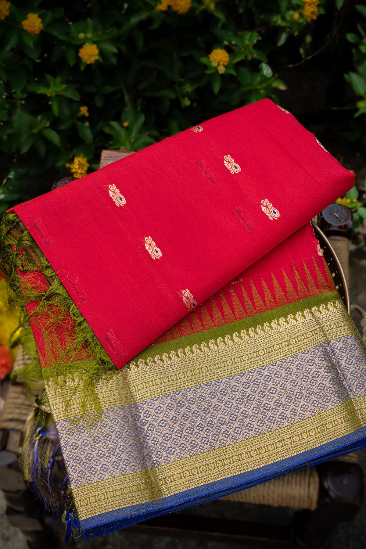 Kuppadam Silk Red Saree