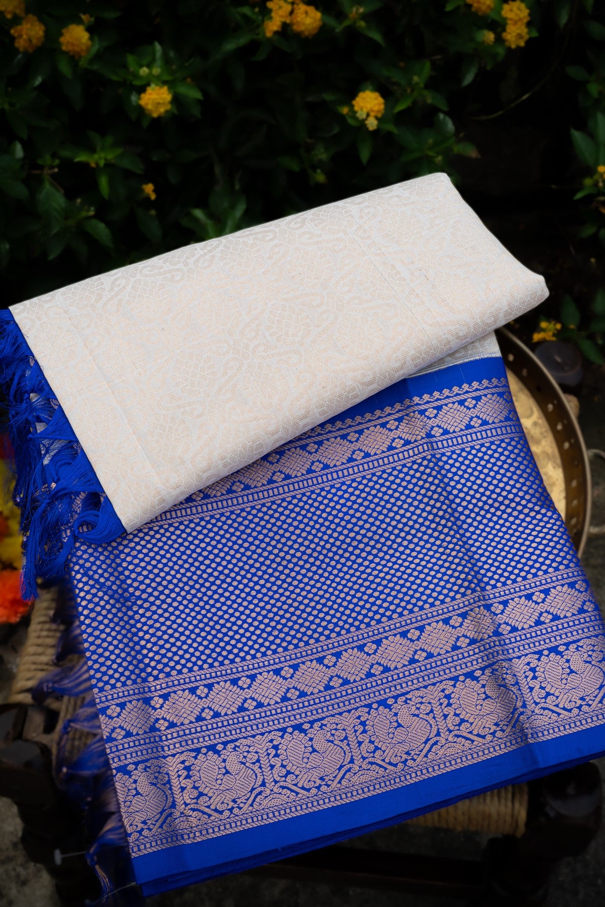 Kuppadam Silk Off-White Saree