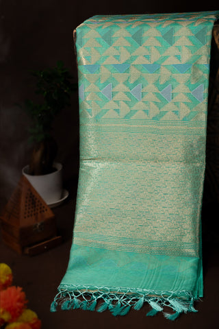 Designer Kora Sea Green Saree