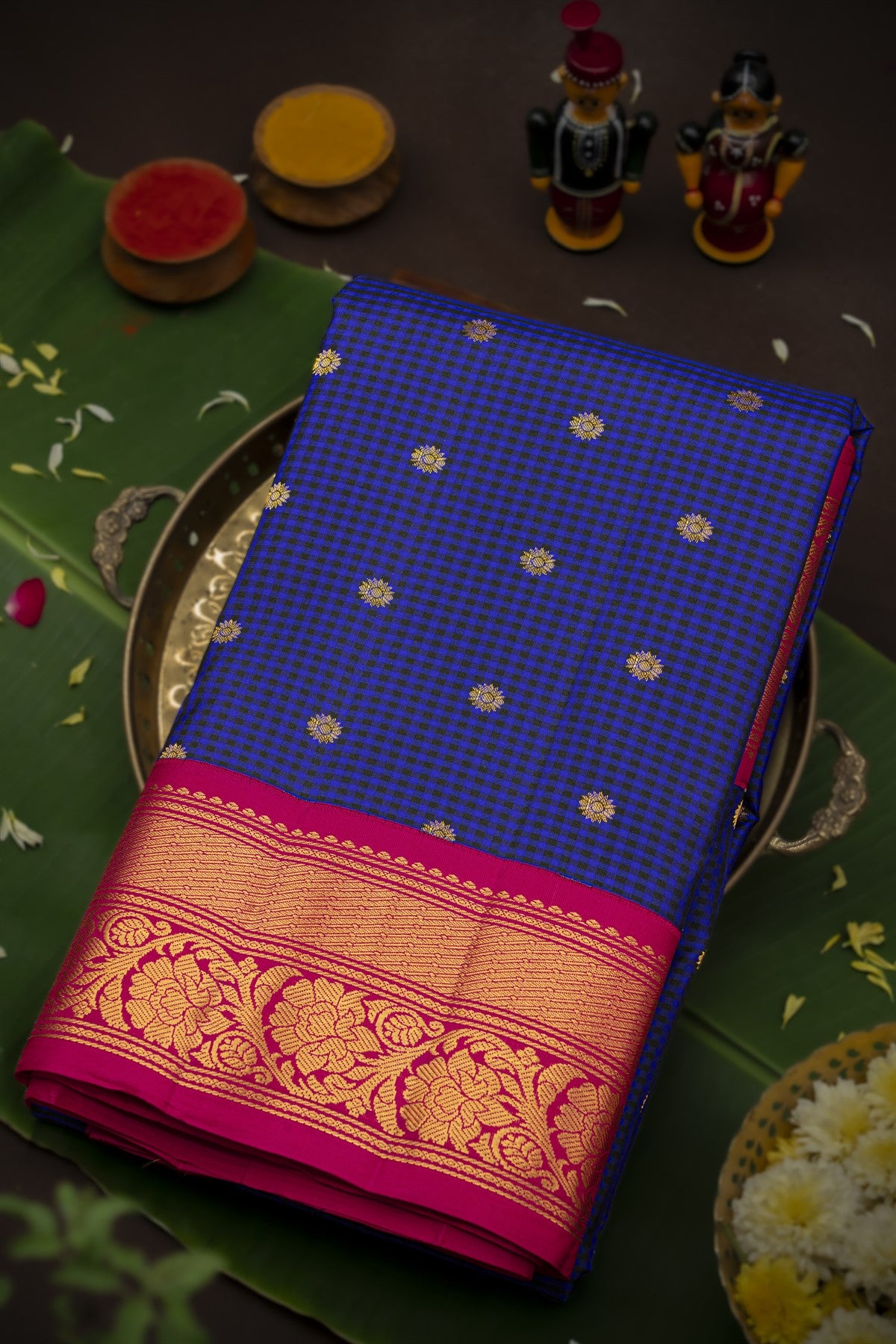 Gadwal Silk Royal Blue Saree