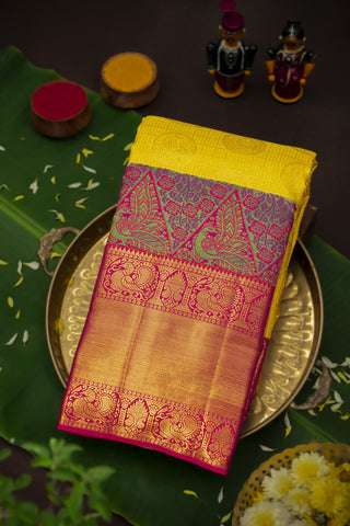 Yellow Kancheepuram Silk Saree