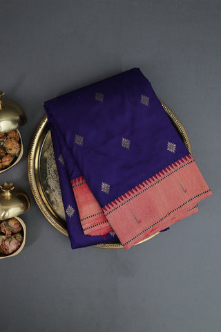 Paithani Silk Navy Blue Saree