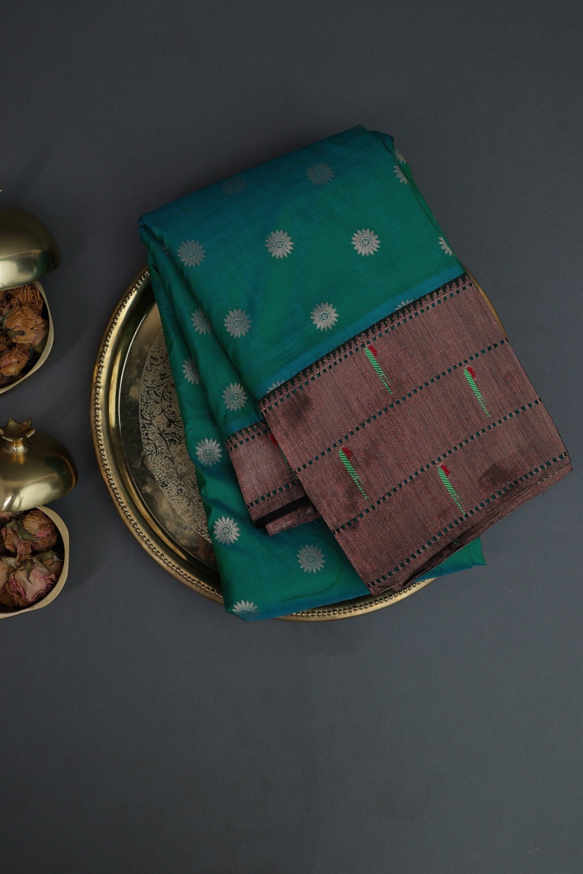 Paithani Silk Peacock Green Saree