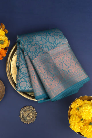 Coimbatore Silk Peacock Blue Saree