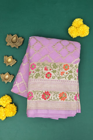 Banarasi Georgette Lavender Saree