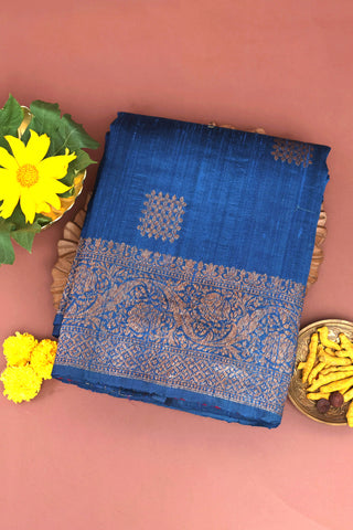 Matka Silk Royal Blue Saree