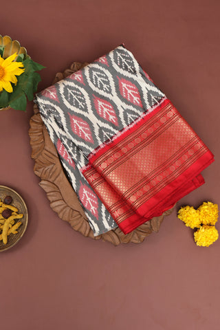 Ikat Silk Grey Saree