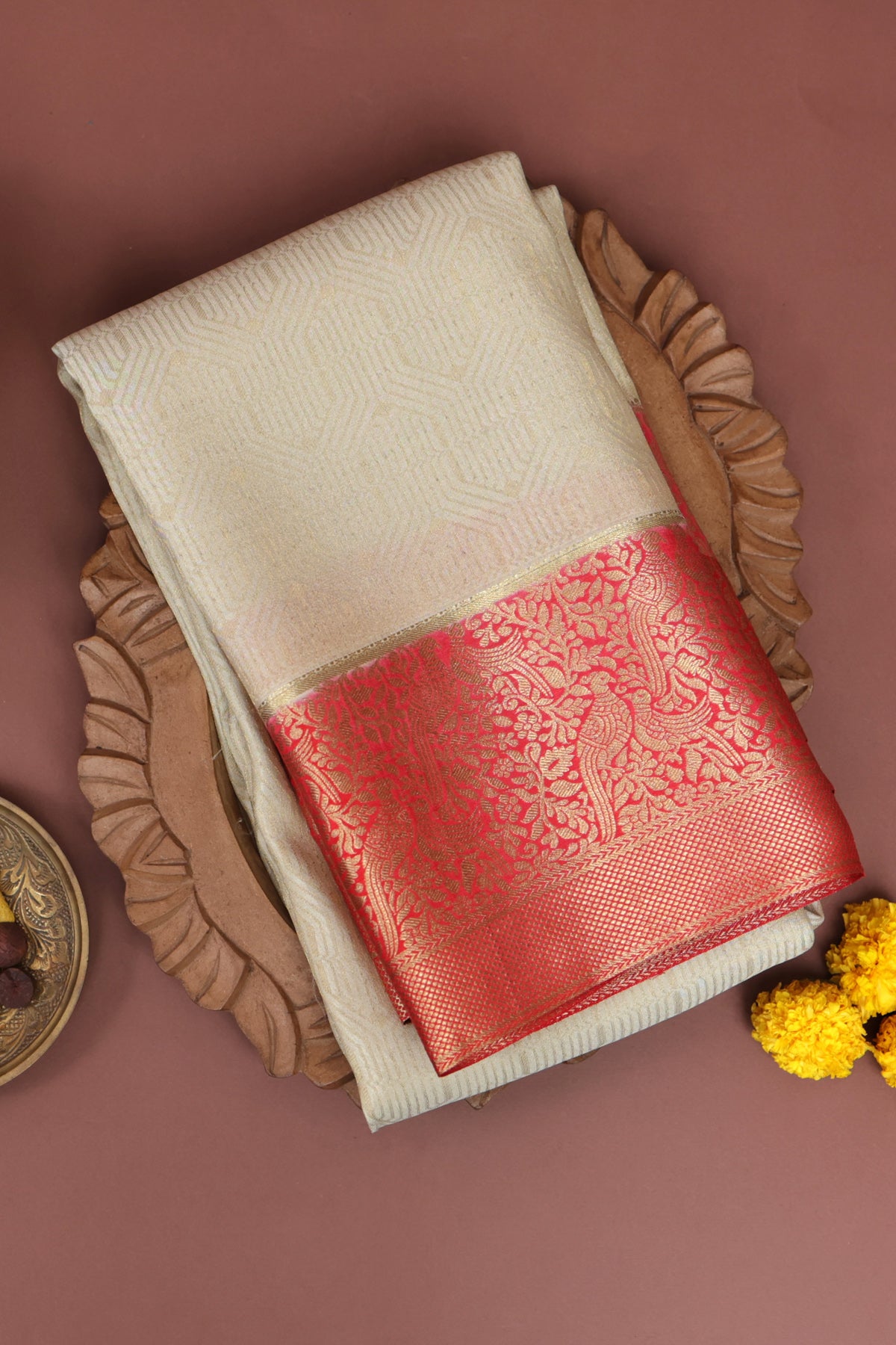 Mysore Crepe Off White Saree